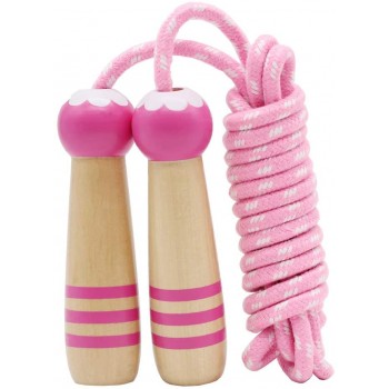 ACEONE Jump Rope Kids 7ft Adjustable Cotton Skipping Rope with Wooden Handle for Boys and Girls Fitness Outdoor Exercise - BEX8YA08P