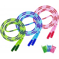 Jump Rope 3 Pack Adjustable Length Tangle-Free Segmented Soft Beaded Skipping Rope Fitness Jump Rope for Kids Man and Women Weight Loss 9.2 Feet - BQ10FNI85