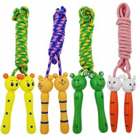 Sackorange 4 Pack Jump Rope with Wood Handles for Kids Skipping Rope Great for Children and Students Outdoor Fun Activity Party Favor Recreation and fitness Keeping Fit. - BX2QPPY80