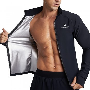 HOTSUIT Sauna Suit for Men Sweat Suits Long Sleeve Sauna Shirt Workout Shapewear-S-5XL Sweat Jacket Top Compression Shirts - B41Q1ALHF
