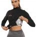 Kumayes Sauna Suit for Women Waist Trainer Weight Loss Workout Jacket Slimming Body Shaper Long Sleeve Shirt with Zipper - BEBGRZEFH