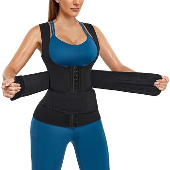 LMOYAKG Sweat Waist Trainer for Women Sweat Vest Neoprene Sauna Suit Workout Body Shaper with Adjustable Belt - B54ZWX4NA