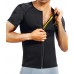 NINGMI Sauna Suit for Men Hot Sweat Suit Sauna Shirt Sweat Body Shaper Workout Neoprene Suit Zipper Short Sleeve - BFTUT0QG1