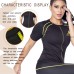 NINGMI Sauna Suit for Women Sweat Zipper Neoprene Shirt Waist Trainer Womens Slimming Jacket Workout Body Short Sleeve Gym - B66BUFY6U