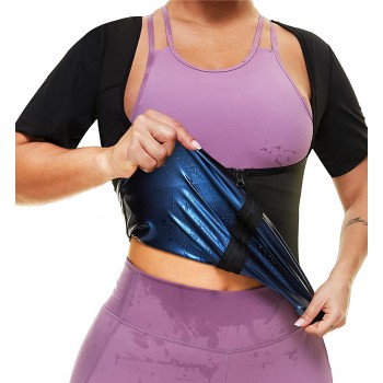 Sauna Suits for Women Sweat Waist Trainer Vest for Women Workout Body Shaper Zipper Shirt Jacket Heat Trapping Tops - B92643OUF