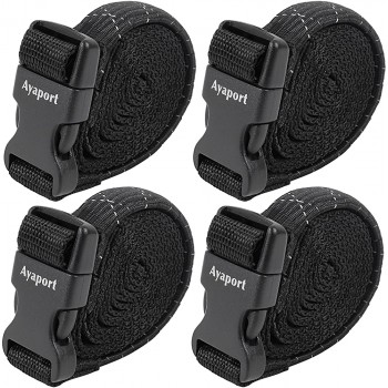 Ayaport Utility Straps with Buckle Quick-Release Adjustable Nylon Straps Black 4 Pack Stretch-0.75x48 - B845WK5MM