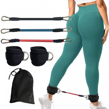 CORECISE Booty Ankle Resistance Bands with Cuffs Ankle Strap with Resistance Bands,Legs Resistance Bands with Ankle Strap for Kickbacks and Hip Glute Training Exercises - BDUJH5HEU