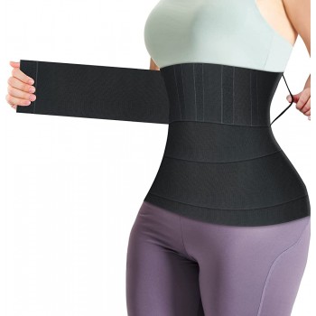 Bandage Wrap Waist Trainer for Women | Adjust Sweat Wraps Belt for Stomach | Tummy Wrap | Waist Trimmer | Invisible Belly Body Shaper Compression Wrap | 4M Gym Accessories Black - B67RZZSXC