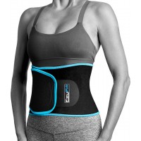 EzyFit Waist Trimmer Premium Exercise Workout Ab Belt for Women & Men Adjustable Stomach Trainer & Back Support Black Blue Trim Fits 24-42" - BYI0AZUWX