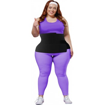 Waist Wrap for Stomach Waist Trainer for Women Tummy Shaper Wrap Workout Waist Trimmer Belt Wrap Plus Size Black - BA3XTPSQS