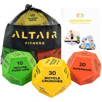 Altair Exercise Dice Full Body HIIT Workout Perfect for Home Gym Bodyweight Workout Strength Training & Cardio Three 12-Sided Workout Dice Illustrations & Mesh Bag - BDMQ44IY9