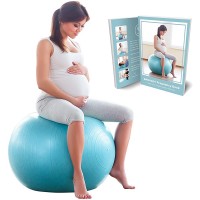 BABYGO Birthing Ball Pregnancy Maternity Labor & Yoga Ball + Our 100 Page Pregnancy Book Exercise Birth & Recovery Plan Anti-Burst Eco Friendly Material 65cm 75cm Includes Pump - BAK13A5BS