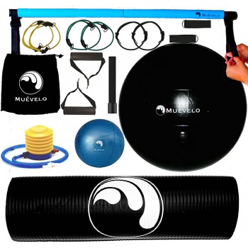 Women Exercise Equipment Pilates kit and accessories for Beginners -All in one home Gym workout bundle-Large 75 cm Yoga ball set with Resistance Bands Small Pilates Ball Training mat & Pilates Stick - BDTEK758T