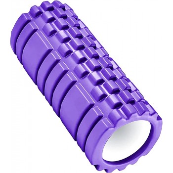 13 Purple Foam Roller for Self Massage Exercise Back Pain Relieve Muscles Legs Trigger Point Yoga Physical Therapy Body Stretching Deep Tissue Medium Density - BKOGH0WGQ