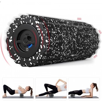 FITINDEX Electric Foam Roller 4 Speed Vibrating Yoga Massage Muscle Roller Deep Trigger Point Sports Massage High-Intensity Massager Roller with Rechargeable Function Black - B954UCWAU