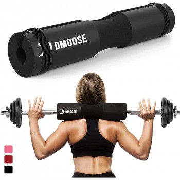 DMoose Barbell Pad Hip Thrust Pad for Squats Lunges Relief Pressure from Neck Shoulder Lower Back Support for Women Standard & Olympic Non-Slip EVA Foam Squat Pad with Safety Straps - B5DAB86BS