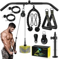 Fitness LAT and Lift Pulley System Gym Upgraded LAT Pull Down Cable Machine Attachments Loading Pin Handle and Tricep Rope for Biceps Curl Forearm Triceps Exercise Home Gym Equipment - BAPV16P1H