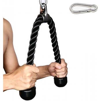 Tricep Rope 27 & 35 inches 2 Colors Fitness Attachment Cable Machine Pulldown Heavy Duty Coated Nylon Rope with Solid Rubber Ends - B9OBYLKUM