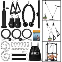 Weight Cable Pulley System Gym SERTT Upgraded Cable Pulley Attachments for Gym LAT Pull Down Biceps Curl Tricep Arm Workouts Weight Pulley System Home Gym Add On Equipment - BGY9SH1SP