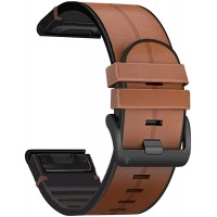 Abanen for Garmin Fenix 7X Fenix 6X Fenix 5X Watch Band Quick Easy Fit 26mm Soft Genuine Leather Hybrid Silicone Sweatproof Wristband Strap for Fenix 5X Plus,Tactix Delta,Fenix 3,Enduro - BYNUBDMGY