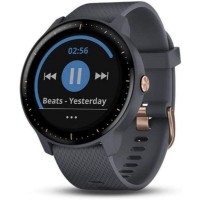 Garmin Vivoactive 3 Music Multisport GPS Watch with Music Storage Built-in Sports Apps Automatic Sync and Supports Spotify Granite Blue with Rose Gold Hardware Renewed - BHFXG67SU
