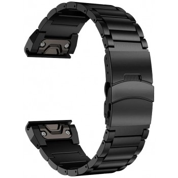 LDFAS Fenix 6X 5X Plus Band Sport Quick Release Easy Fit 26mm Stainless Steel Metal Bands with Safety Buckle Compatible for Garmin Fenix 6X 6X Pro5X 5X Plus 3 3HR Smartwatch - BGJHNKTLN