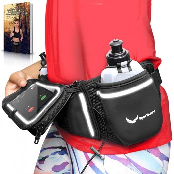 Runtasty [Voted No.1 Hydration Belt] Winners' Running Fuel Belt Includes Accessories: 2 BPA Free Water Bottles & Runners Ebook Fits Any iPhone w Touchscreen Cover No Bounce Fit and More! - BG6I6HQ5Q