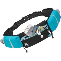 Athlé Running Belt 2 10oz Water Bottles Large Fanny Pack Pocket Fits All Phones and Wallet Bib Fasteners Adjustable One Size Fits All Waist Band Key Clip 360° Reflective - BW3VYLUCQ