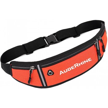 AudeRhine Running Fanny Packs For Women Men Running Belt With Safety Reflective Strip Gifts For Enjoy Fitness Exercises Running Traveling Hiking Hands-Free Carrying All Phones Waist Pack Bag Orange - B5CG62W9P