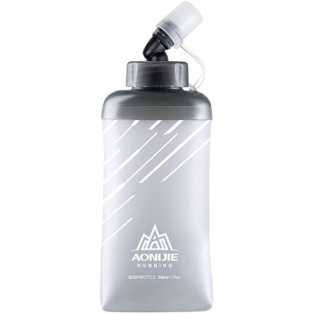 BAKLUCK TPU Soft Flask 17 oz Collapsible Water Bottle for Hydration Vest Running Belt Grey - BVLBGTBZ6