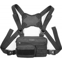 Fitdom Tactical Inspired Sports Utility Chest Pack. Chest Bag For Men With Built-In Phone Holder. This EDC Rig Pouch bag is Perfect For Workouts Running & Hiking - BQD8O9YZA