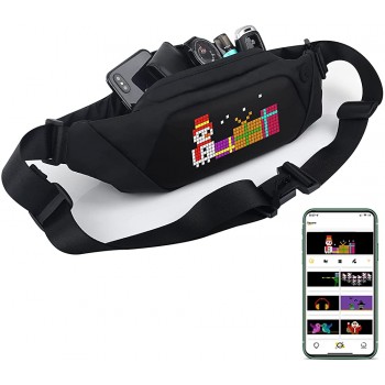 Led Fanny Packs with Bluetooth & Programmable,Waist Bag Pack With Full-Color Screen,Travel Single Shoulder Bag for Men Women - BVYO532WJ