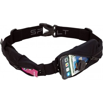 SPIbelt Dual Pocket Pro Belt for Adults Expandable Pockets Adjustable Waist No Bounce Black with Black Zipper - BZAQCE8ET