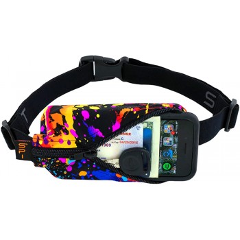 SPIbelt Original Pocket Belt for Adults Expandable Pocket Adjustable Waist No Bounce Rave with Black Zipper - BGVCMCYCB