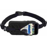 SPIbelt Original Pocket Belt for Adults Expandable Pocket Adjustable Waist No Bounce No Logo Band Black with Black Zipper - BRESM9942