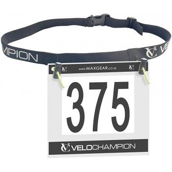 VeloChampion Running Triathlon Marathon Number Belt. No pins needed. Adjustable Run Belt for Men & Women - BFY7K4Q3C