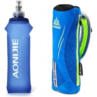 Geila Handheld Water Bottle for Running 17 oz Grip Handheld Bottle with Hand Strap Hydration Pack Sport Soft Flask - B4B7KN6PN