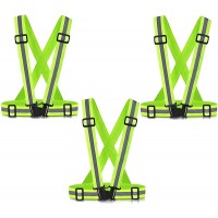 Evealyn Reflective Vest Running Gear 3Pack Adjustable Reflective Strap High Visibility Safety Waist Belt for - B8VLHTCWG