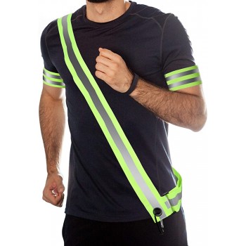 MOSROAD Safety Reflective Sash Reflective Belt Adjustable The Best Reflective Gear for Walking at Night Comes with 2 Reflective Bands for Arm - B2BOJQHBA