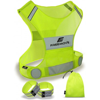 Original Reflective Vest Running Gear + 2 Reflective Bands & Bag Ultralight & Comfy Running Walking Safety Vest - BNGGF7PO5