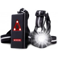 Rantizon Running Light Chest Lamp – Body Torch for Runners Lights 90° Adjustable Beam Angle 360° Reflective Band with USB Rechargeable Waterproof Taillight for Night Runners Jogging Black - BWFZ4WIR1