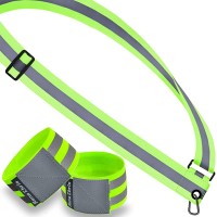 Reflective Running Gear 3Pcs Reflective Gear for Body Wrist Leg Adjustable Shoulder Strap with Carabiner Safety Reflector Tape Straps Large Reflective Surface Area Suitable for Night Running - B5LEVZPG1