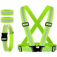 Reflective Vest Reflective Glow Belt with 2Pack Reflector Armbands Adjustable Elastic Safety Vest Outdoor Reflective Belt High Visibility Ultralight & Comfy for Running Jogging Walking Cycling, - BPRKTU0VF