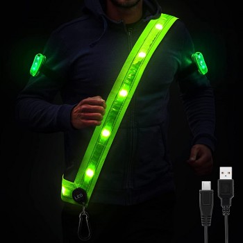 Tekuve LED Reflective Sash Running Gear Reflective Sashwith 2 Safety Lights for Night Walking Light Up Sash Running Lights for Runners - BITXZLD3G