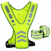 TOURUN Reflective Running Vest Gear with Pocket for Women Men Kids Safety Reflective Vest Bands for Night Cycling Walking Bicycle Jogging - BLGSPKEHN
