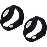 Bracelet Case Holder for AirTag Kids Anti-Lost Small Wrist Secure Lock iZi Way Soft Silicone Wristband Watch Band Protective Cover for Air Tags GPS Tracker Wrist 6.3" 7.3" Black 2 Pack - BXTI0EXQZ