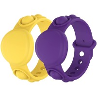 feedal Airtag Wristband Kids Silicone GPS Bracelet for Kids Compatible with Apple Airtag Finder Anti-Dropping Strap Case Cover Watch Band for Children Toddler Boys Girls 2 Pack Purple+Yellow - BPUYG1M6T