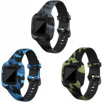 RuenTech Compatible with Garmin Vivofit jr 3 Bands Replacement Silicone Wristband Camouflage Watch Straps for Kid's Vivofit jr. 3 Fitness Tracker Camo-3pcs - BFSELB3D5