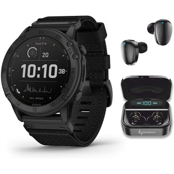 Garmin tactix GPS Tactical Smartwatch with Wearable4U Bundle tactix Delta Solar Ballistic Black Earbuds - BOSAXTZVN