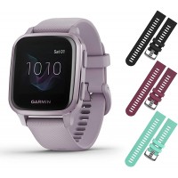 Garmin Venu Sq GPS Fitness Smartwatch and Included Wearable4U 3 Straps Bundle Black Berry Teal Lavender Purple 010-02427-02 - BCL4EYFXL
